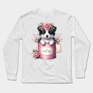 Valentine Border Collie Dog For You Long Sleeve T-Shirt